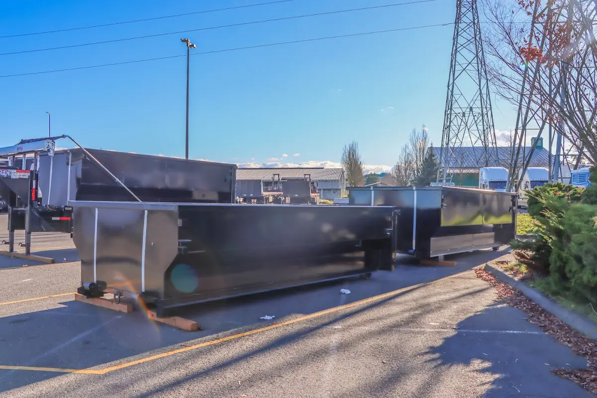 Roll-off dumpster ready for waste disposal at job site for 3 Yard Dumpster Rental in Cherokee Village